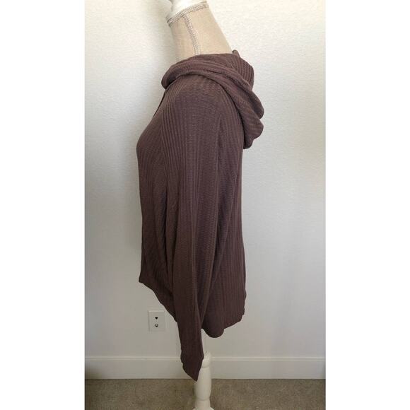 Chaser Lavender Waffle Weave Dolman Sleeve Thermal High-Low Top - M - Picture 3 of 7